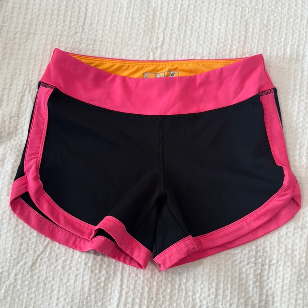 New Balance Pink and Black Athletic Shorts Lightweight Moisture-Wicking